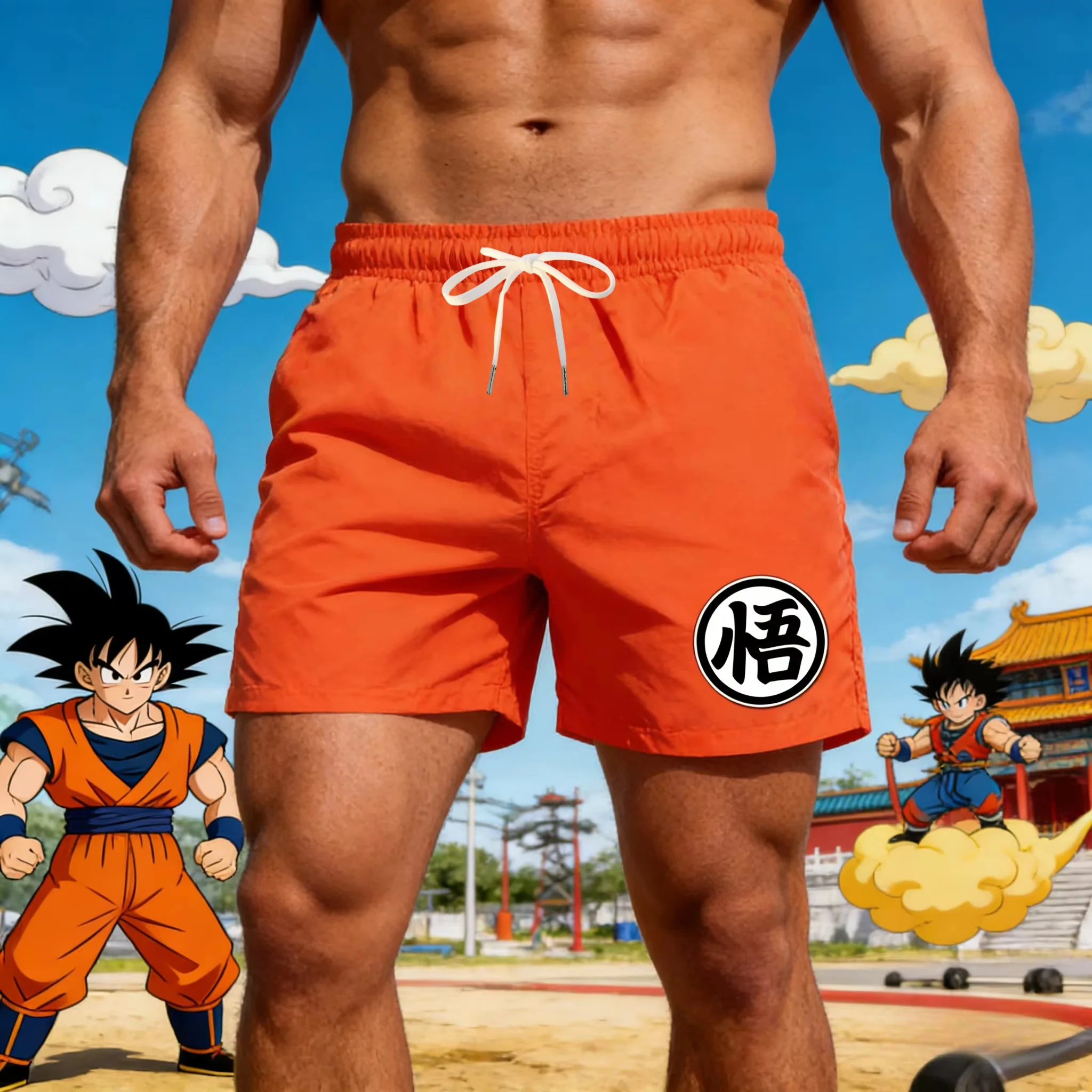 

Мужские шорты оверсайз с принтом Dragon Ball Goku Wu, летние 2026, ретро, классические, дышащие, для фитнеса, спортзала, уличной моды, унисекс