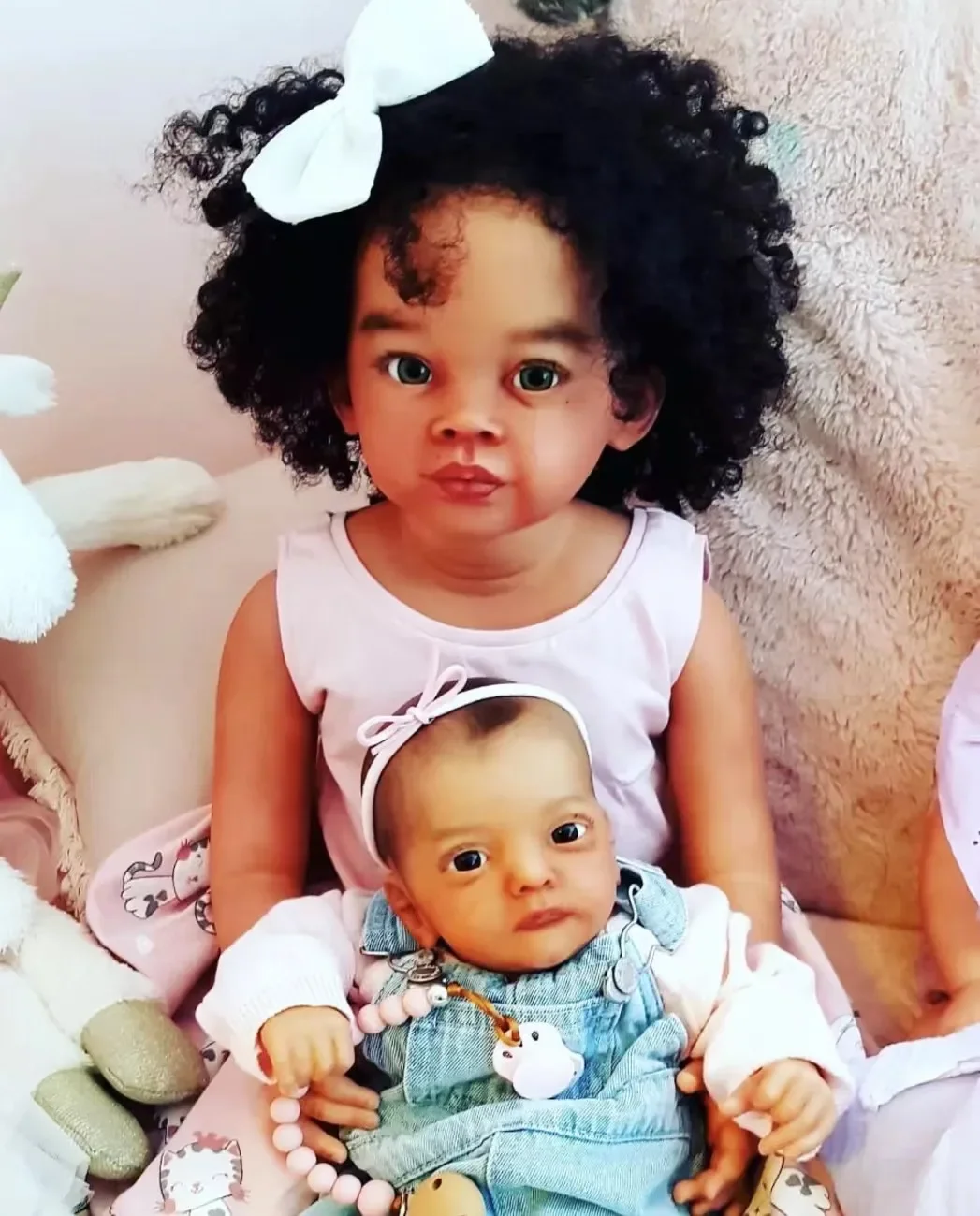 カスタマイズされた 28 インチ リボーン ベイビー メイリ 手根付き巻き毛 完成品人形 アフリカ系アメリカ人