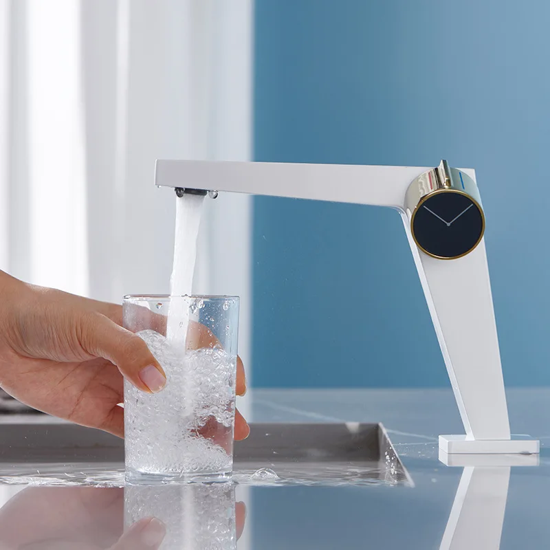 

All-copper basin faucet toilet bathroom cabinet wash basin hot and cold faucet simple white MT2304