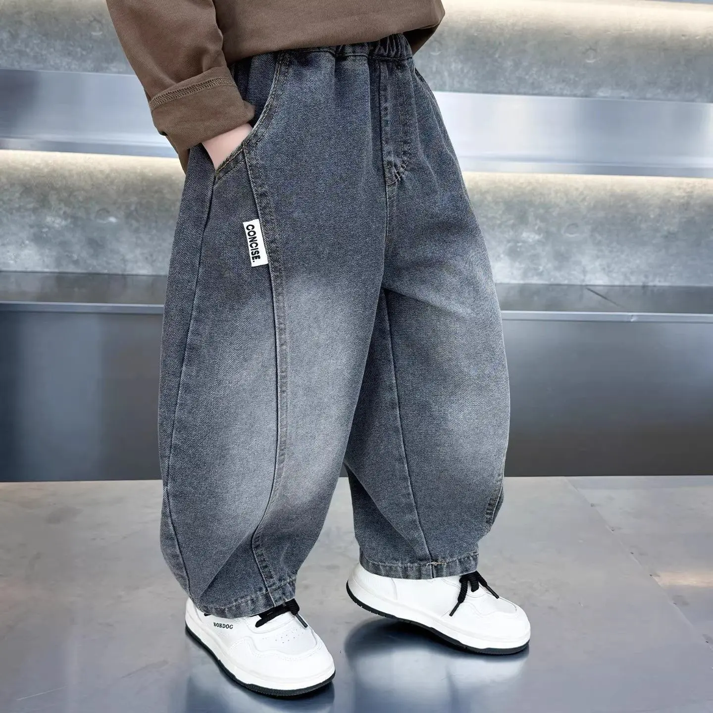 2026 Spring Autumn Boys Denim Jeans Casual Fashion Straight Pants Trendy Toddler Kids Clothing