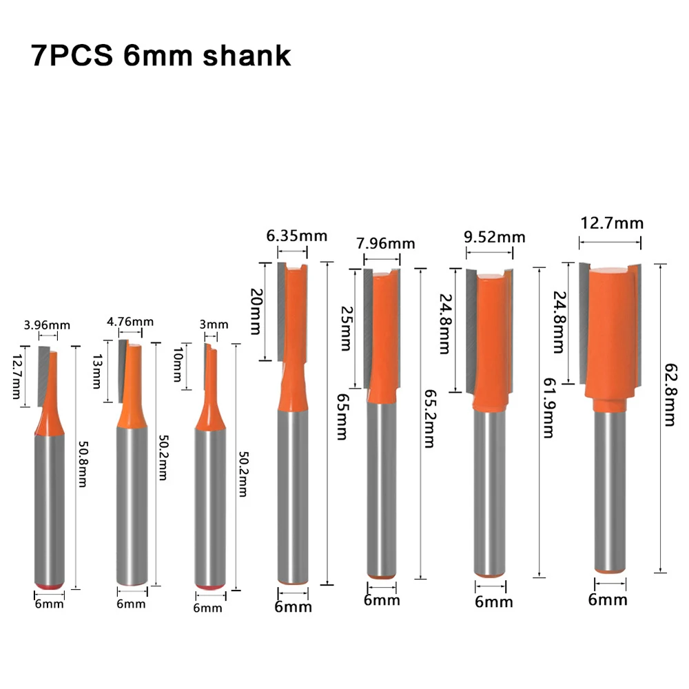 VACK 6mm 1/4 zoll Schaft Lange Reinigung Bottom Router Bit Holz Trimmen Cutter CNC Holzbearbeitung Sauber Bits gerade Fräsen Werkzeuge – Detail 5