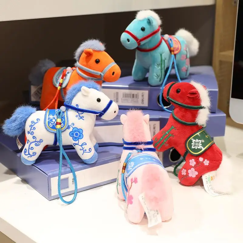 1 pieza 2026 Año del caballo mascota juguete de peluche colgante suave realista regalos recién nacidos muñeca de Pony adorno de decoración del hogar