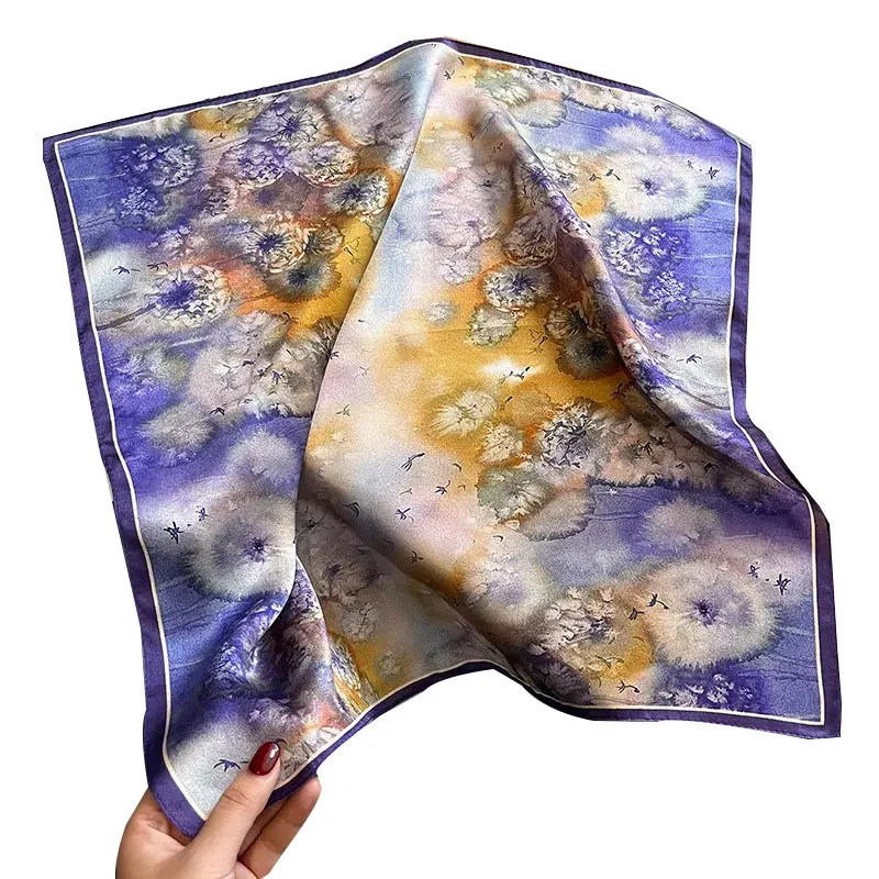 100% Natural Real Silk Scarf Women Shawl Headband New Bandana Square Scarves Wrap Kerchief Mulberry Luxury High Quality Hijab