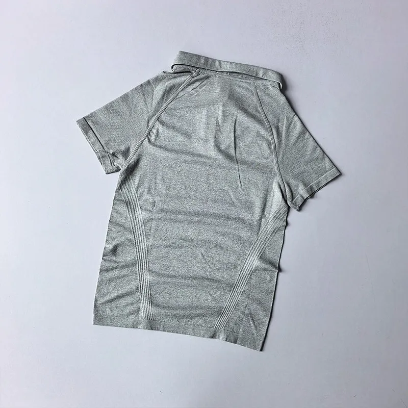 Sommer-Poloshirt mit Kragen, atmungsaktive Tennisbekleidung, Outdoor-Fitness-Sportbekleidung, Damen-Pilates-Yoga-Laufshirt, schnelltrocknendes Tennis-T-Shirt – Detail 6