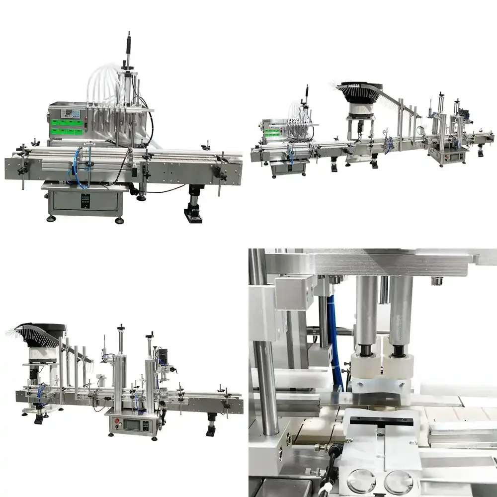 

Filling Capping Machine Line With Vibratory Bowl Applicable to Perfume Essential Oil Spray Mouthwash Marmalade