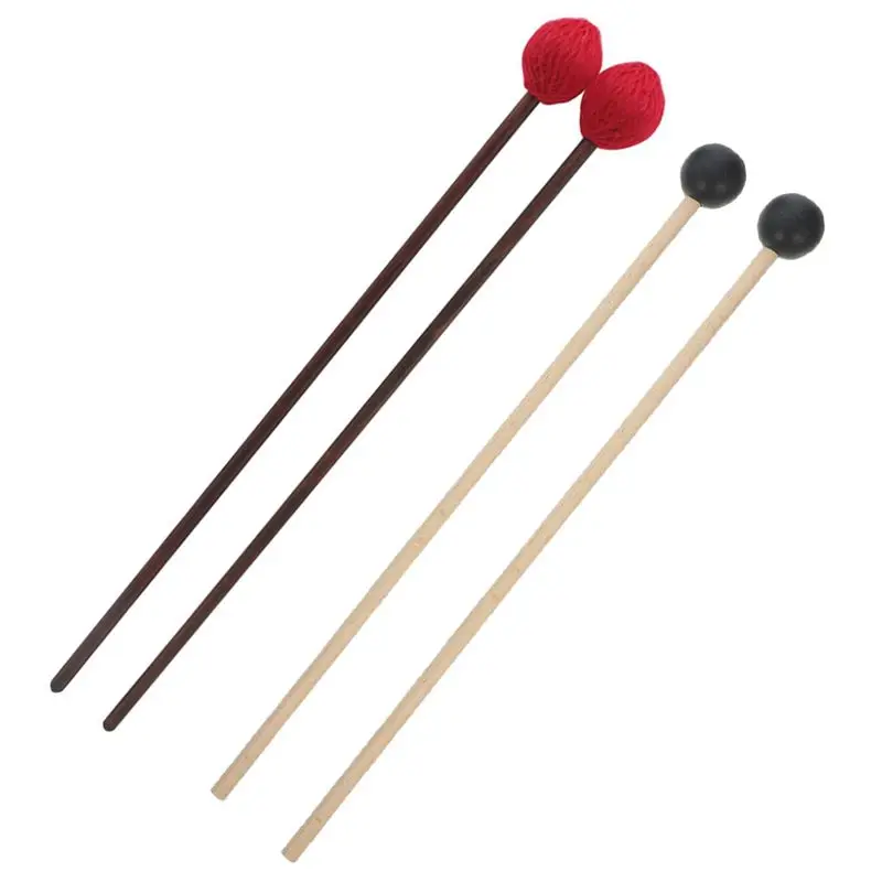 AEF6-2Pair Marimba Mallets Wood Handle Rubber Head Percussion Sticks Hard Yarn Head Keyboard Marimba Mallets Glockenspiel