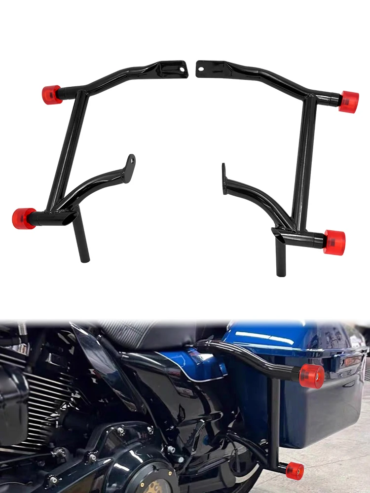 Motorrad-Satteltaschenschutz, Sturzbügel mit 4 roten Endkugeln für Harley 09-2025 Touring