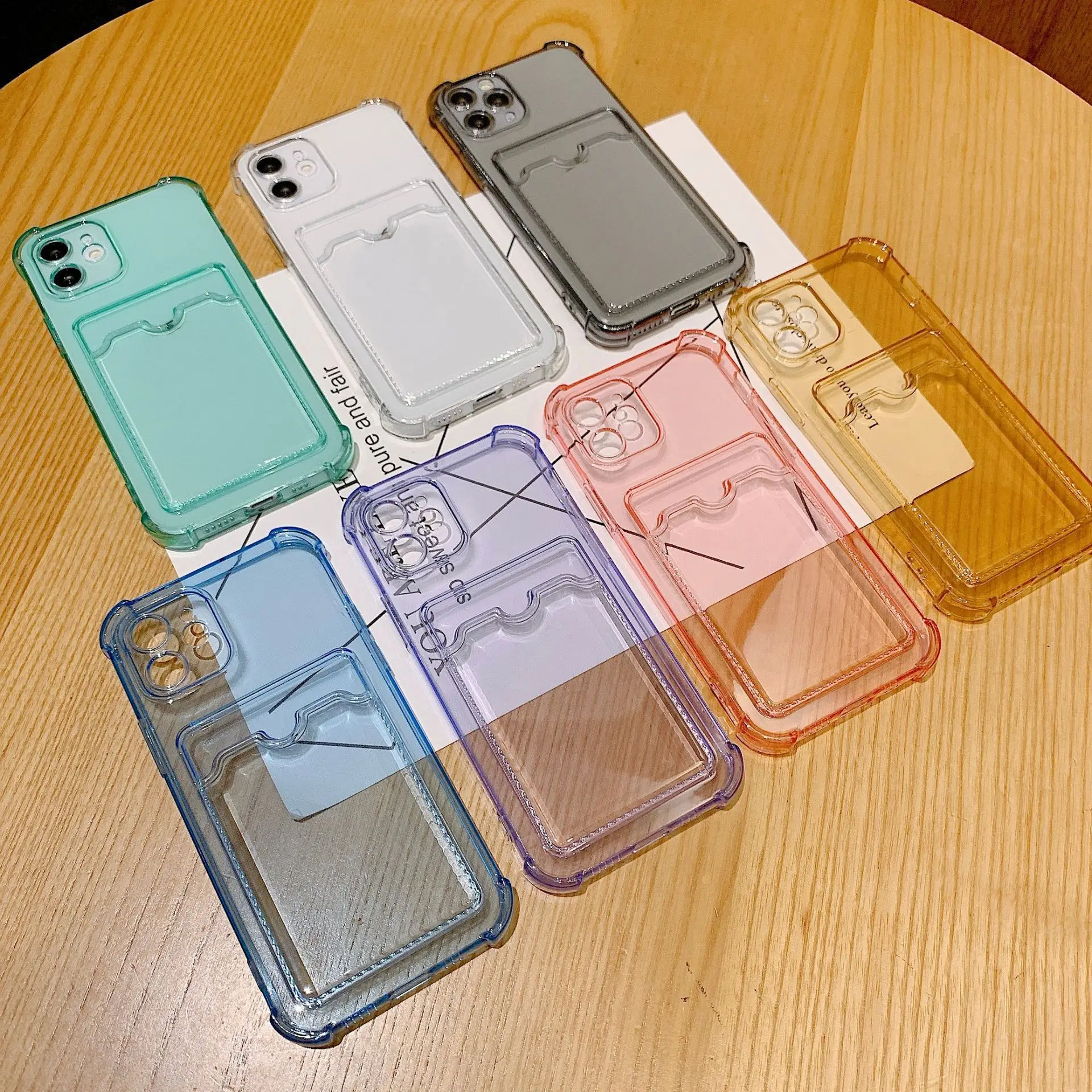 Solid Color, Transparent Card Case Phone Case For Iphone15 14 13 12 11 ProMax X XR XSMAX 7 8 Plus SE TPU Case Cover New Products