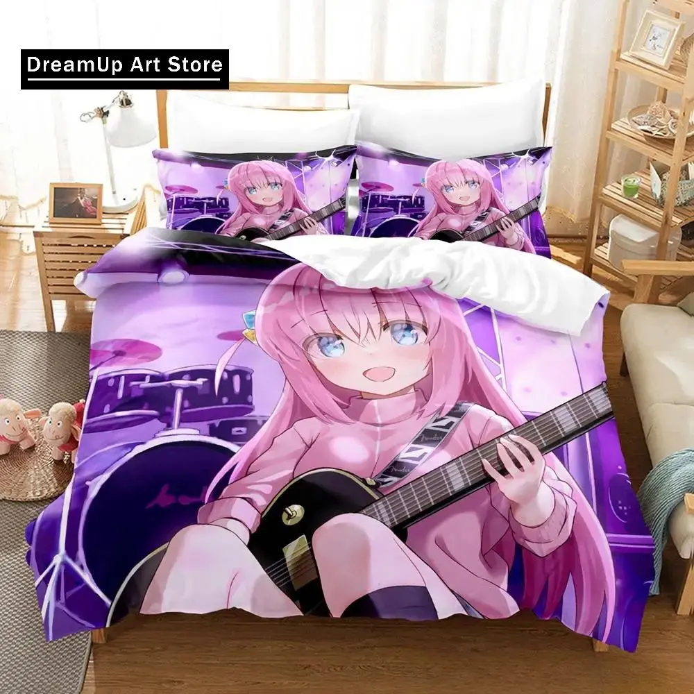 Kawaii Anime BOCCHI THE ROCK Gotou Hitori Bedding Set Single Twin Full Queen King Size Bed Set Adult Kid Bedroom Duvetcover Sets