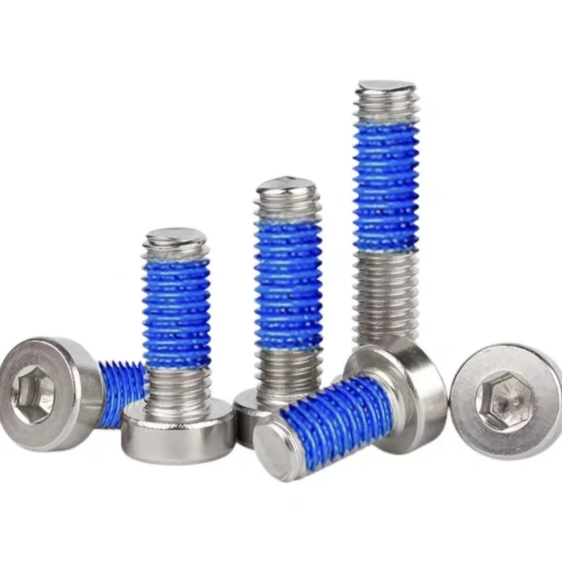

5 Pcs M6 M8 M10 M12 Screw 304 Stainless Steel Low Head Round Cylindrical Thin Head Blue Adhesive Hex Socket To Prevent Loosening