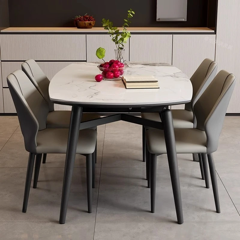 Table à manger pliable en bois massif, dalle de roche, table carrée moderne et simple, table ronde, petit appartement pour la maison