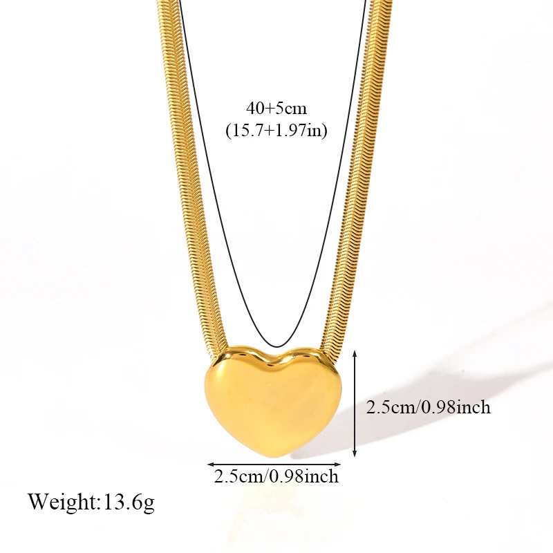 EILIECK 316L Edelstahl Herz-Liebesanhänger Halskette für Damen, Modische 18K Vergoldete Halskette, Wasserdichter Schmuck Geschenk – Detail 16
