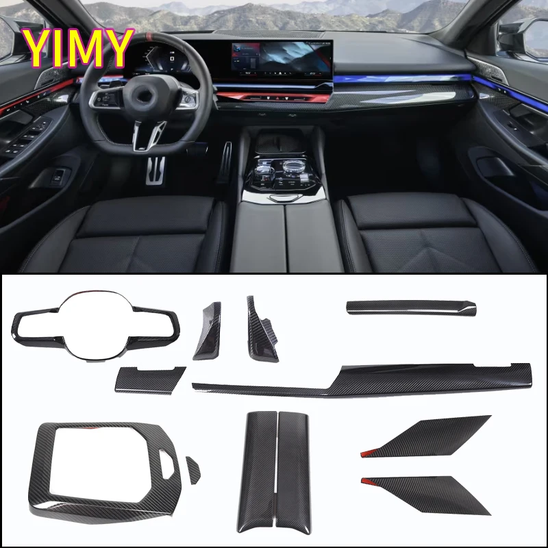 

Real Carbon Fiber Kit Car Central Control Gear Cover, Instrument Panel Decorative Panel Fit for BMW 5 Series I5 G60 2024+ LHD