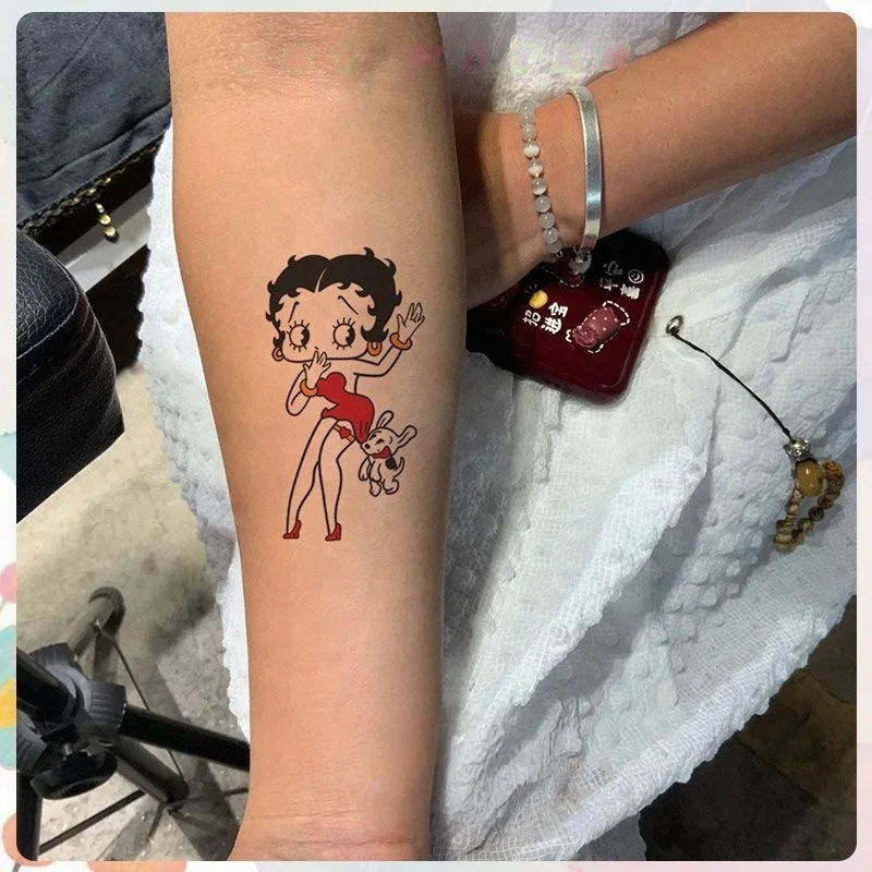 Miss Betty anime cartoon merchandise, cute Betty design tattoo stickers, waterproof, long-lasting, ready to stick and color view 5