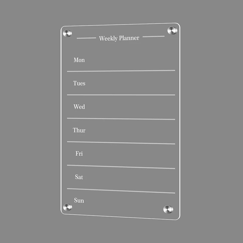 Top-Clear Acrylic Magnetic For Fridge 9X13in Weekly Board Dry Erase Fridge For Reusable Planner With Dry Erase Markers