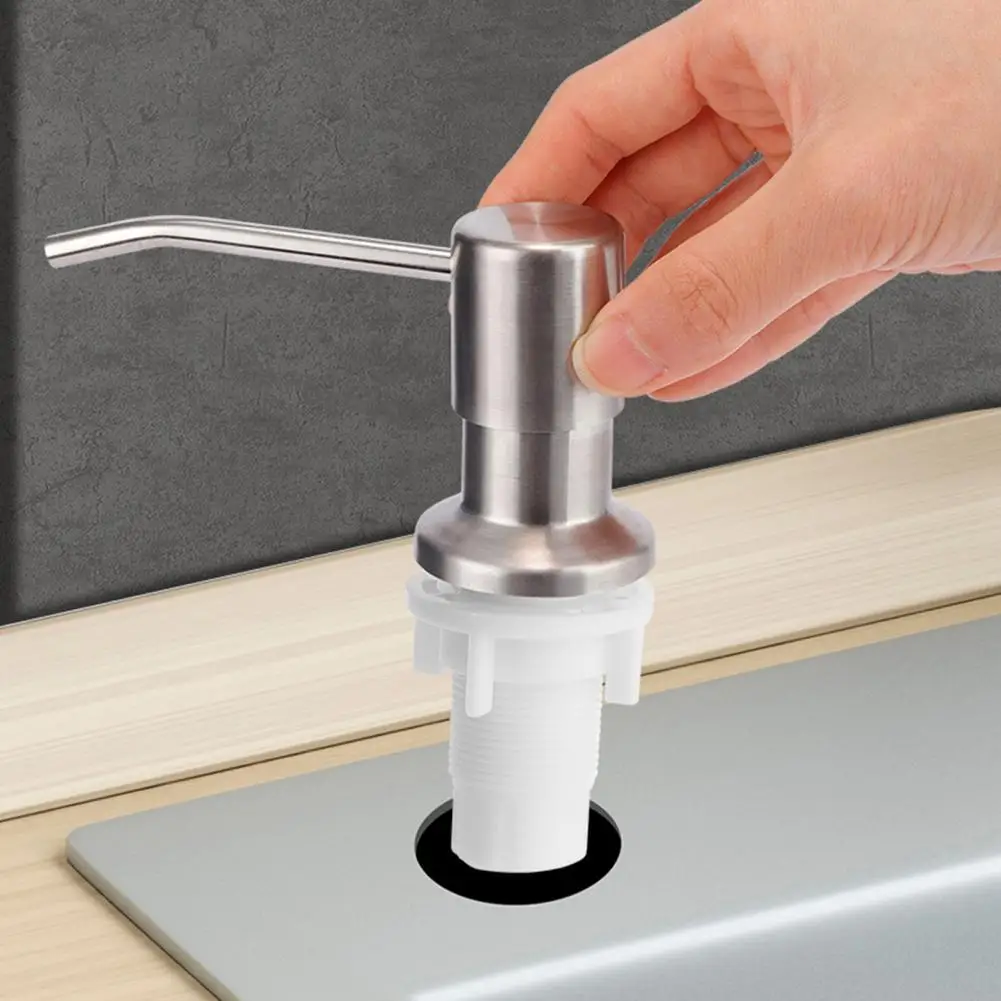 Dishwashing Liquid Soap Dispenser Stainless Steel Sink Soap Dispenser with 100cm Extension Tube for Kitchen Countertop Built-in