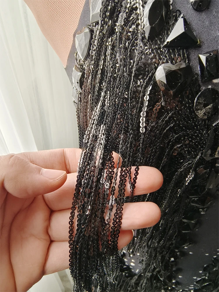 Leotardo con borlas y lentejuelas brillantes para mujer, traje de club nocturno, traje de bailarina y cantante, ropa de escenario, mono de actuación Sexy