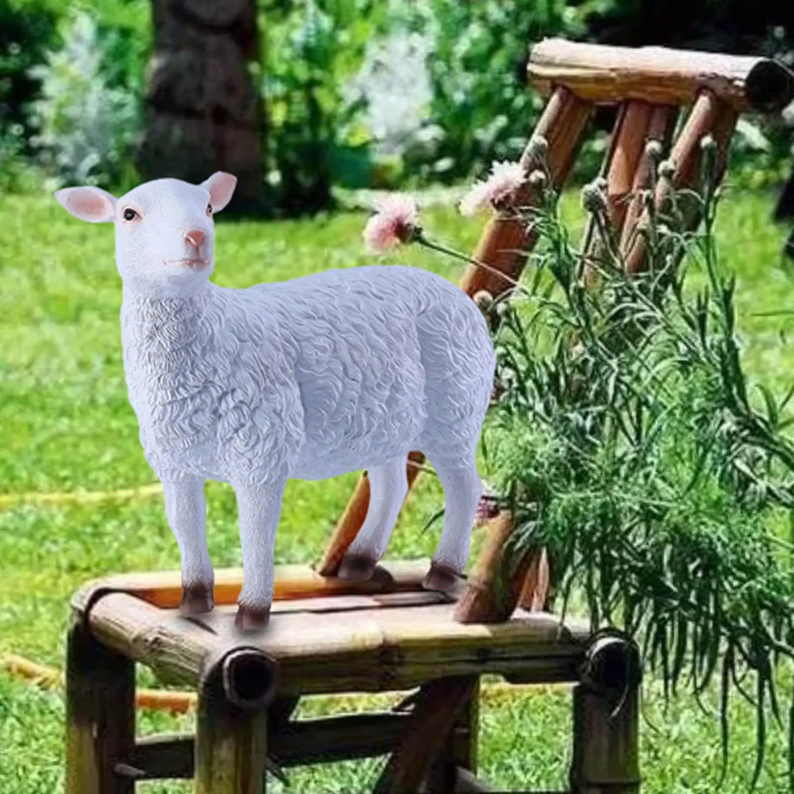 Lamb Figurines Sculptures Sheep Garden Statue for Office Car Dashboard Farm