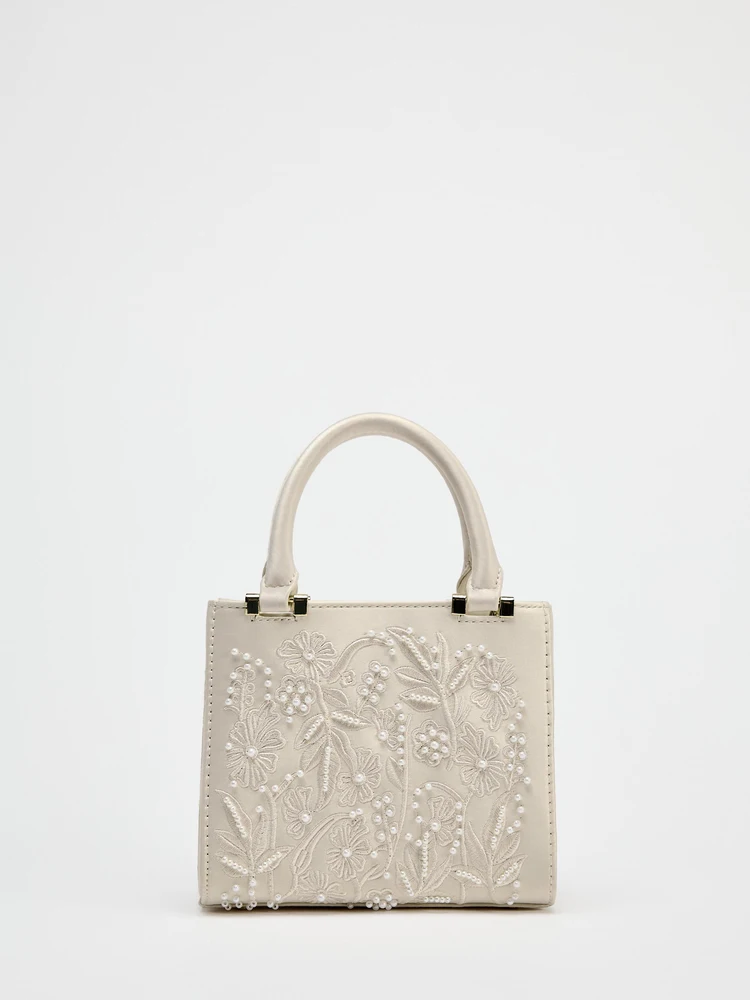

Fall 2025 Elegant Pearl Decorated Silk Satin Hard Handbag with Chain Strap Style Women's Fashion Versatile Bag