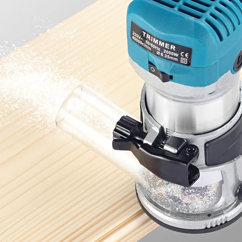 Imagem -04 - Aparador Elétrico para Carpintaria Fresadora de Madeira Gear Variable Velocidade Ferramenta de Carpintaria 6.35 mm mm Cutter 2000w
