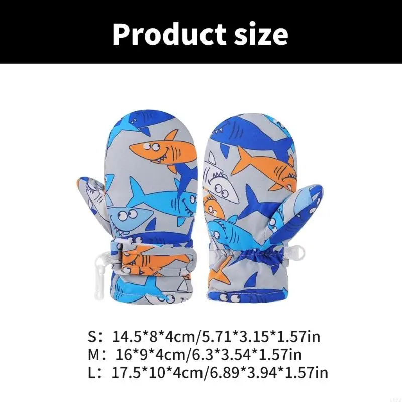 Luvas esqui com isolamento C5aa Padrão desenho animado Patinação gelo Mittens confortável