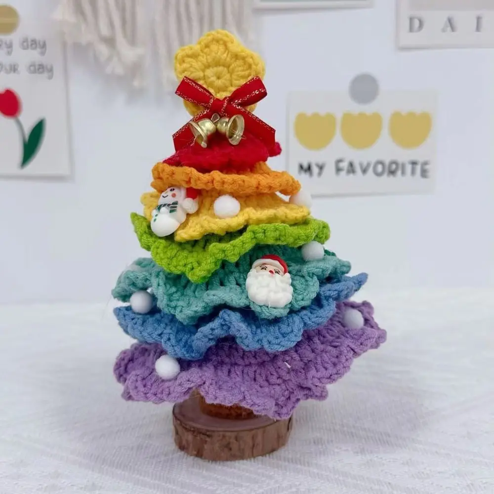 Handmade Crochet Christmas Tree Decor Finished Knitted Flower Plants Pine Christmas Tree Potted Creativity Mini