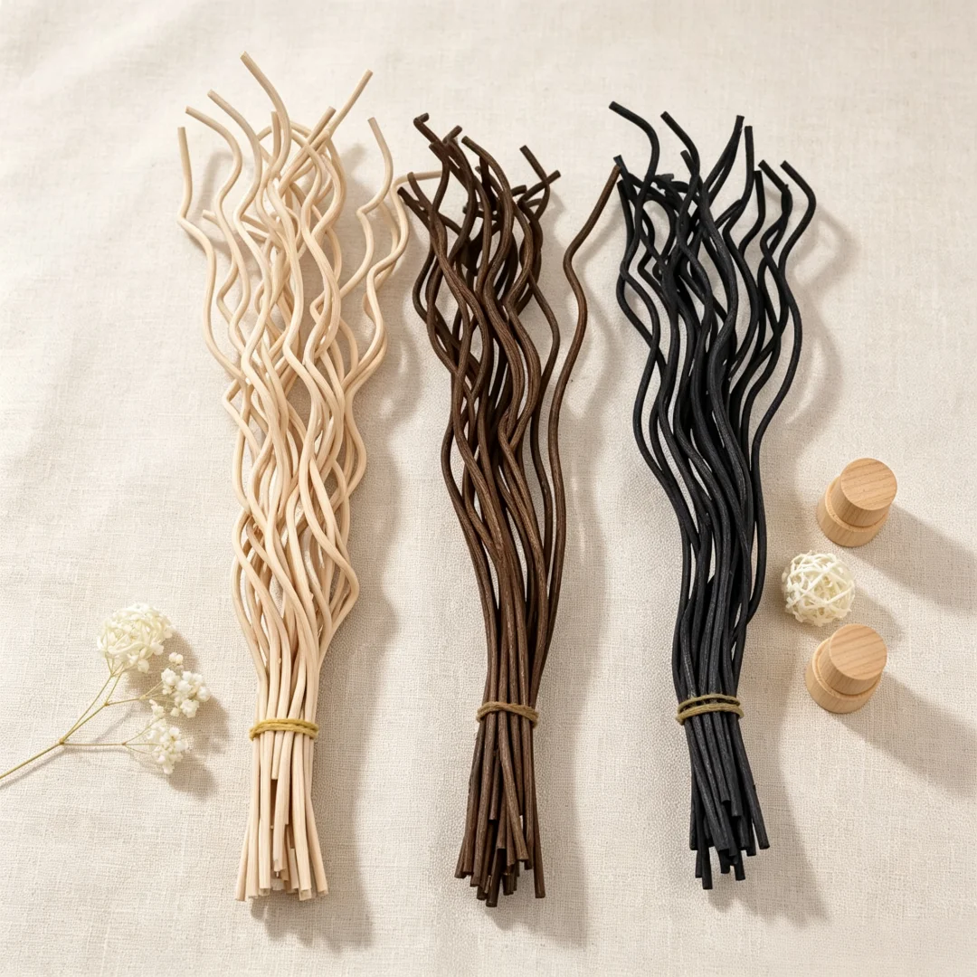 20PCS 3mm 28cm Long Wavy Reed Diffuser Sticks Perfume Aroma Oil Distributor Home Decor Rattan Rods for Scents perfume