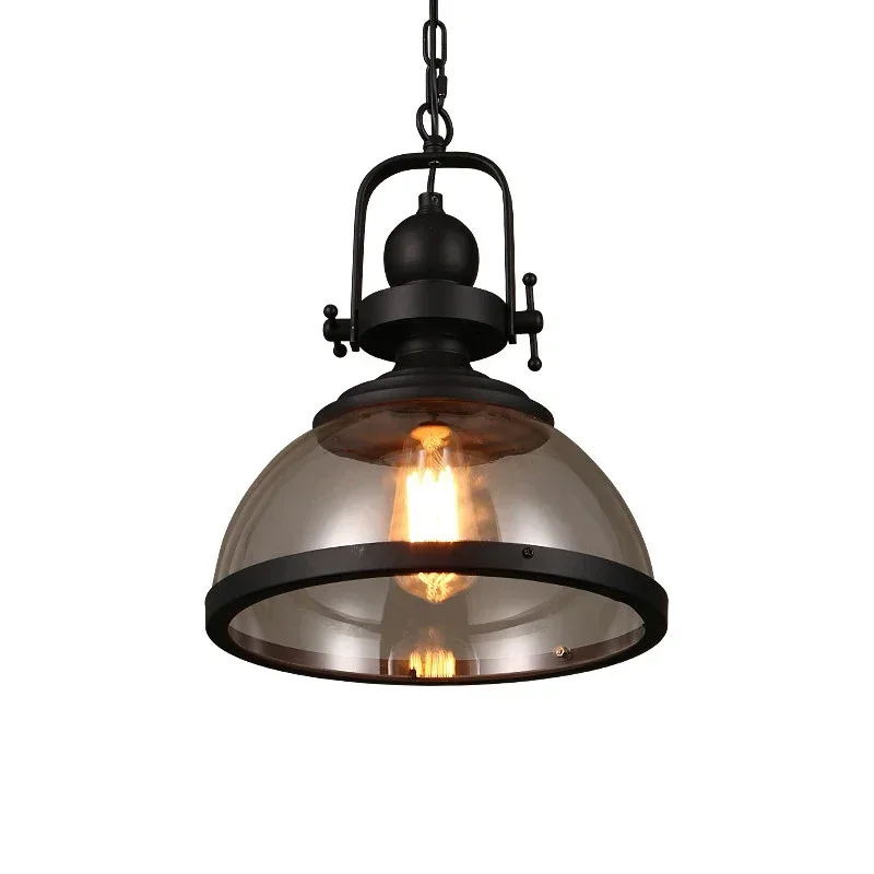 Iron LED Pendant Lights Loft Industrial Kitchen Hanging Lamp for Dining Room Decor Home Light Fixtures Glass Lampshade