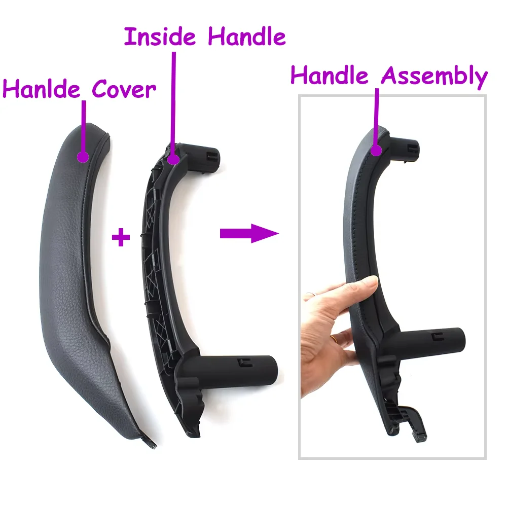 F25 F26 3PCS Set Car Interior Left Right Passenger Door Handle Grab Leather Cover Trim Replacement For BMW X3 X4 2010-2016 view 5