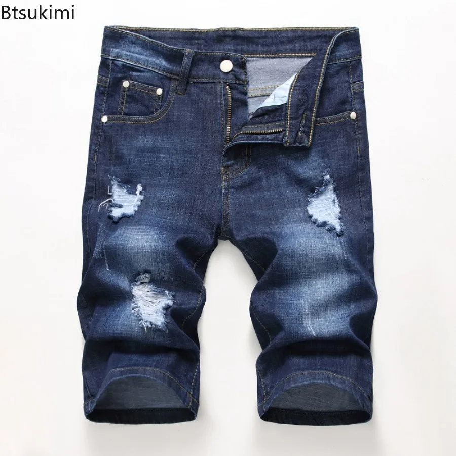 Short en jean slim pour homme, style rétro, hip hop classique, grande taille 28-42, été