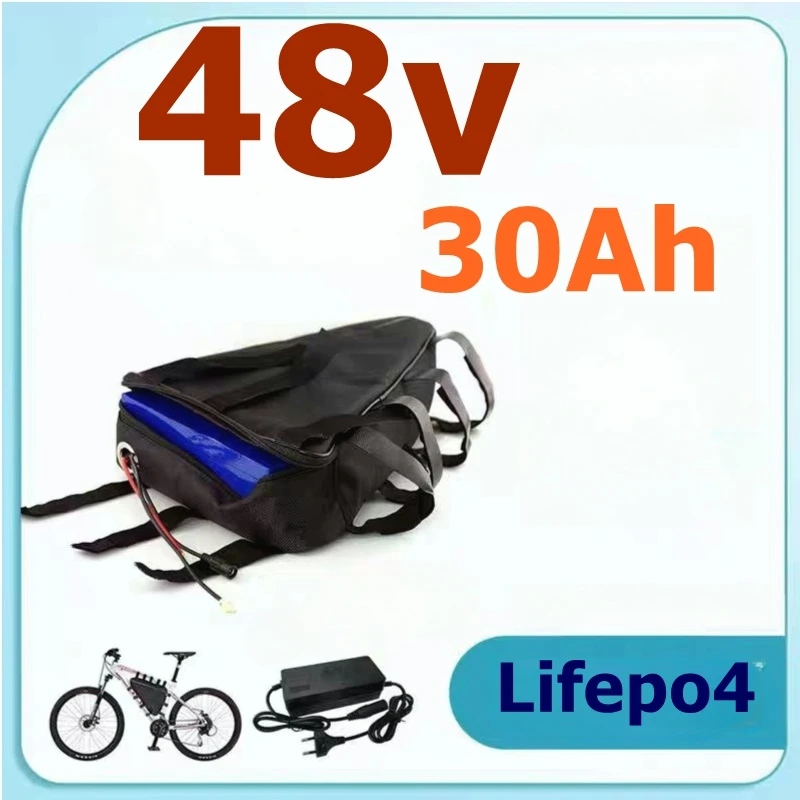 48V 30AH Lifepo4 Triangle battery long cycle life for 3000w Electric Scooter bike Two Wheel tricycle + charger+ Bag