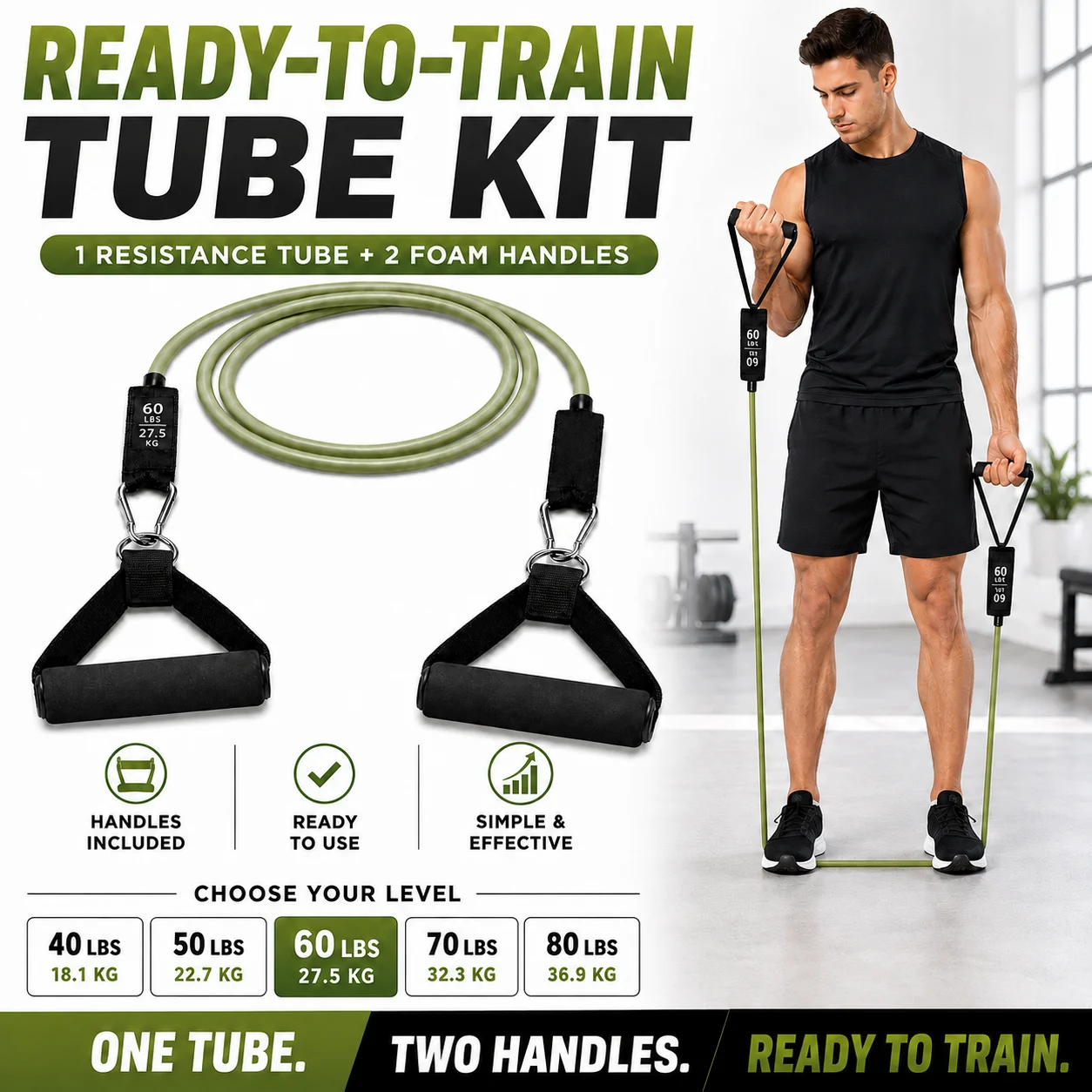 Home Gym Youtube - Resistance Band dengan Pegangan, Tali Latihan