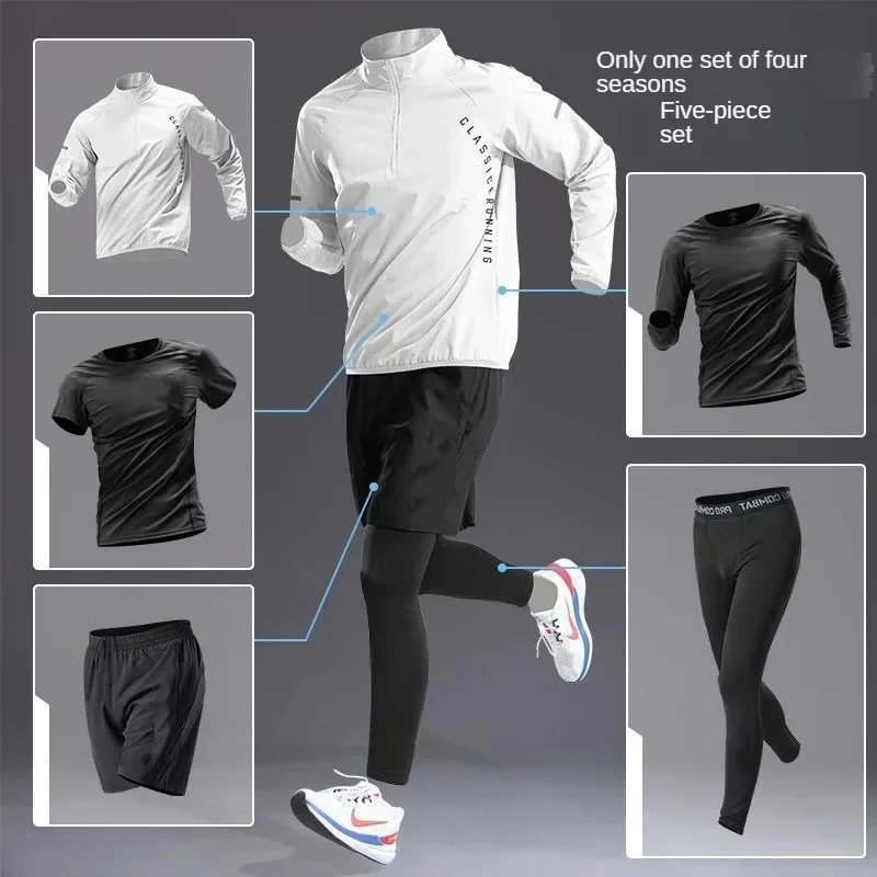 Men's Quick Drying Sports Suit Autumn Track and Field Zipper Training Running Fitness Long Sleeved Bicycle Breathable Sportswear