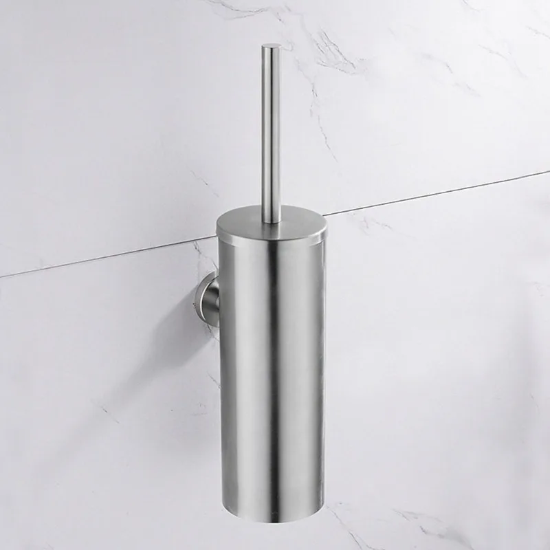 Stainless Steel  Round With Protective Bucket Toilet Brush WC Durable Type Bathroom Accessories