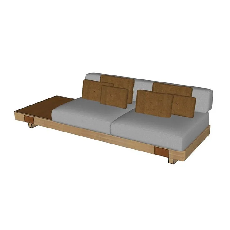 

Wholesale Hotel Lobby Furniture Customized Setioanal Fabric Modern Wooden Base Sofa With Side Table