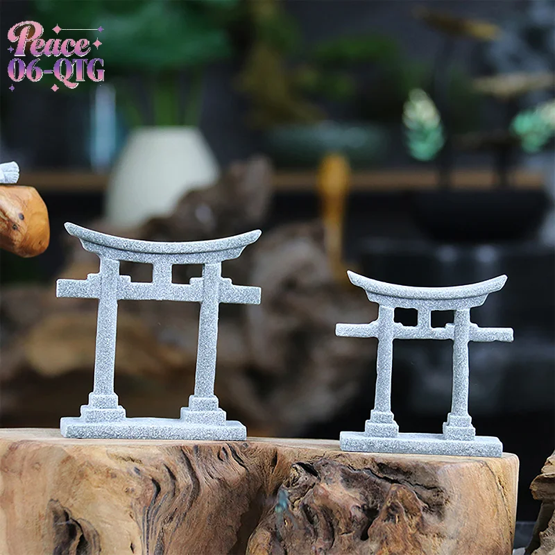New Torii Gate Japanese Aquarium Decor Miniature Ornament Garden Shrine Shinto Landscape Sandstone Micro Decoration Simulation