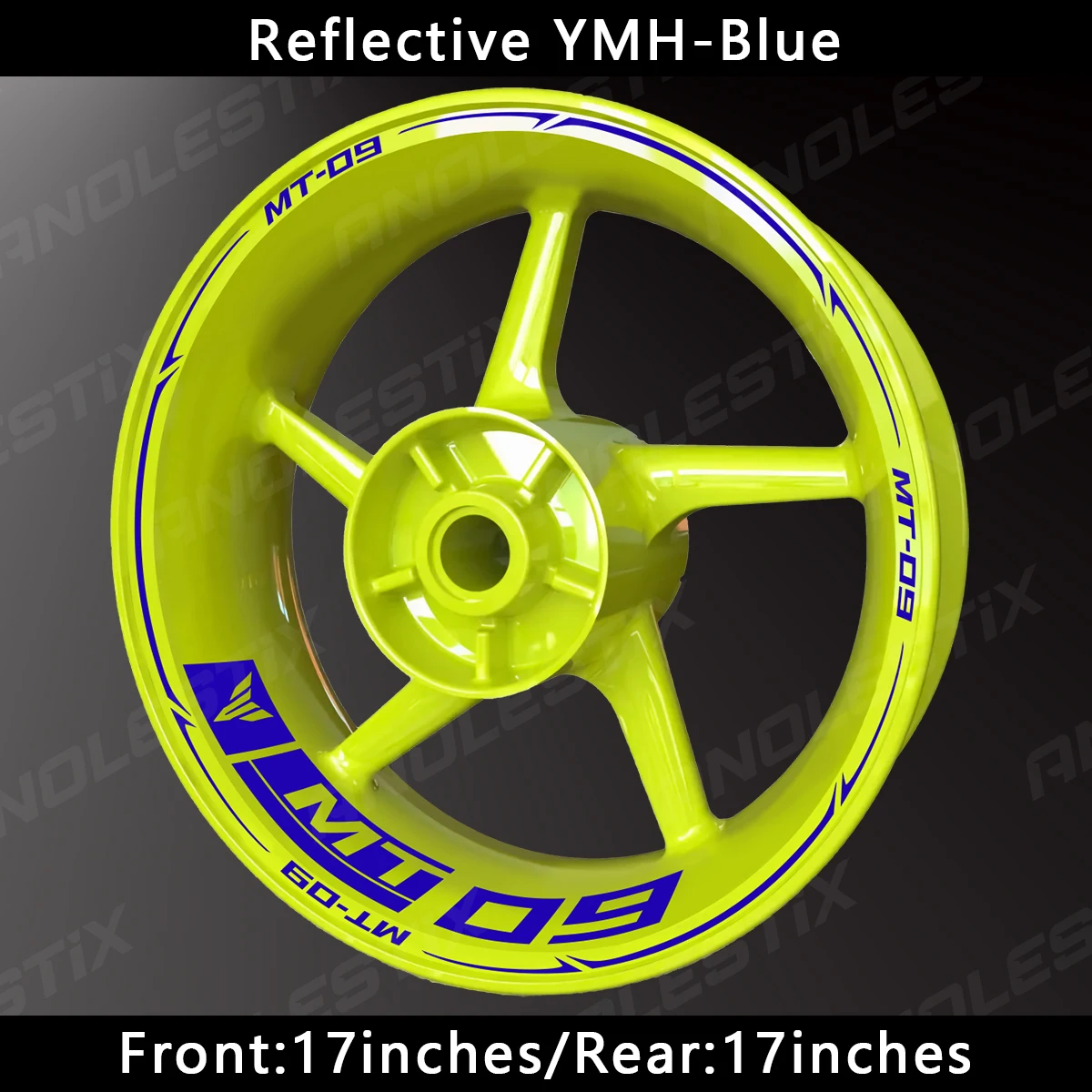 AnoleStix Reflective Motorcycle Wheel Sticker Hub Decal Rim Stripe Tape For YAMAHA MT-09 MT09
