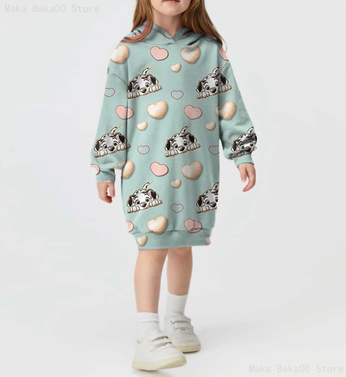 New Spring and Autumn Children's Clothing Hoodies Sweatshirt Dress Printed Disney Series Dalmatian Girls Sports Hoodies Dress