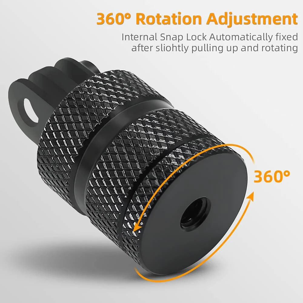 Aluminum 1/4 inch 20 Camera Mount, 360 Degree Rotation Tripod Mount Adapter Compatible with GoPro Hero 13/12 Black, Hero 11/10/9