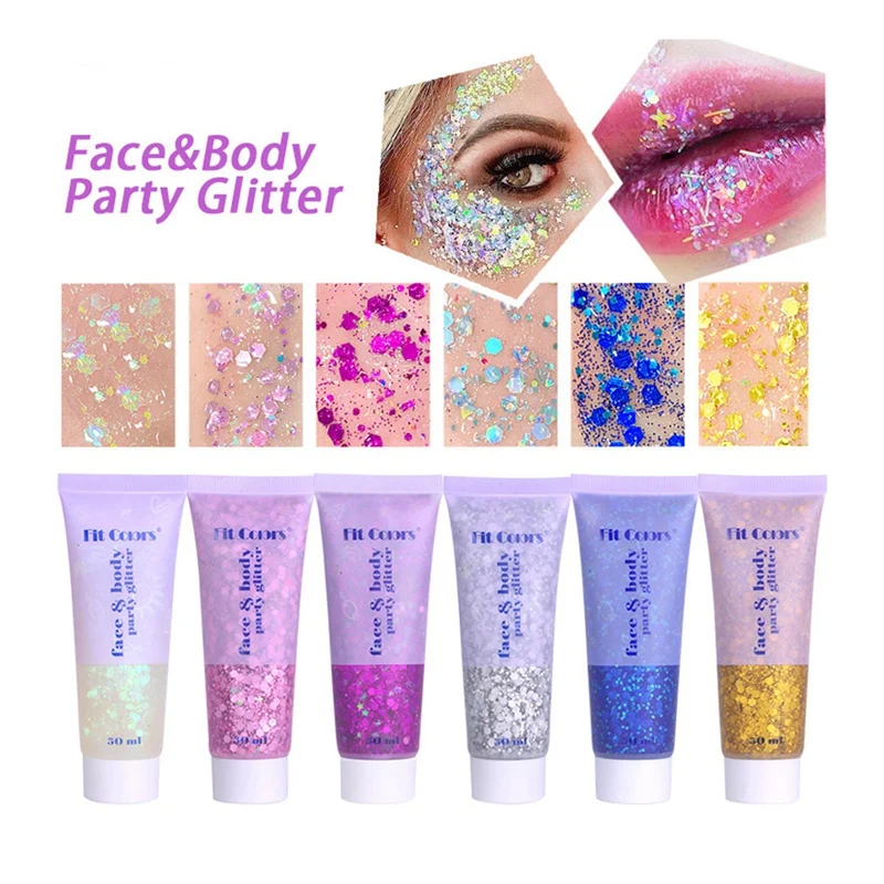 Fit Colors paillettes Gel Glitter Scale Face Lip Eye Shadow Eye Sparkly Hair Shimmer Gel Flash paillettes decorazione del partito trucco