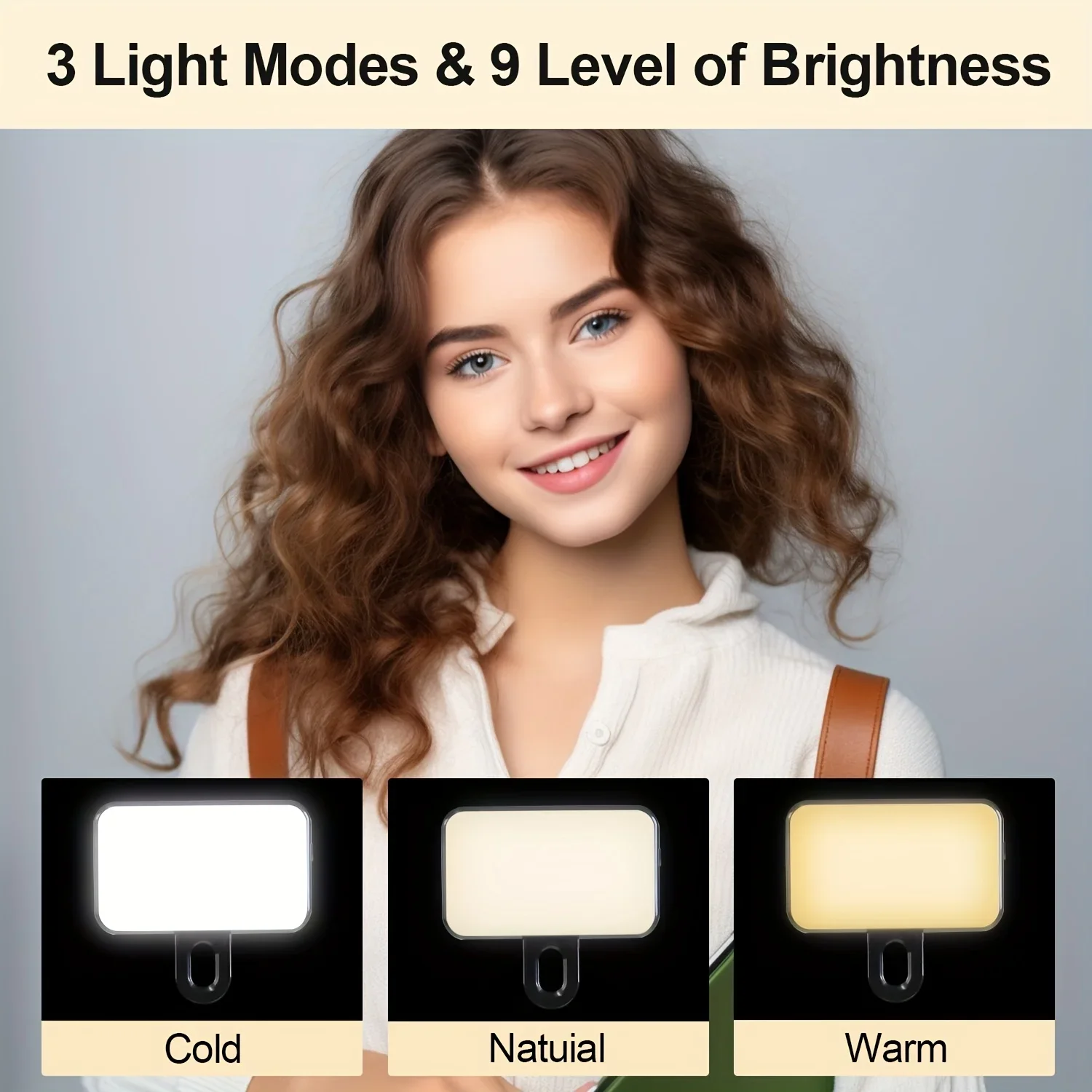 Mini luz de relleno para Selfie, 3 modos de Color, brillo ajustable, recargable, Clip en teléfonos móviles, ordenadores, fotografía, luces LED