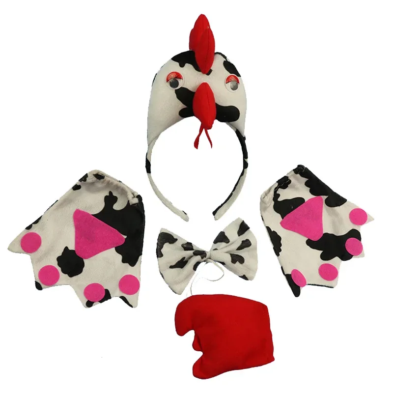 Party Yellow Chicken Cock Rooster Headband Bow Tie Tail Paws Gloves  Animal   Hair Bands   Plush  Halloween Costume Cosplay