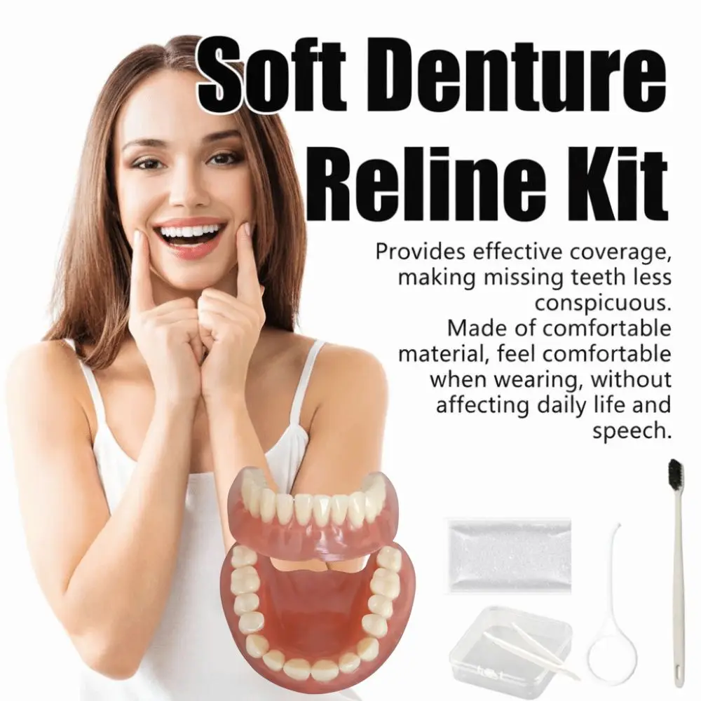 Soft Silicone Silicone Dentures Upper & Lower Dentures Silicone Reline False Teeth Lifelike Natural Teeth Comfortable Fit