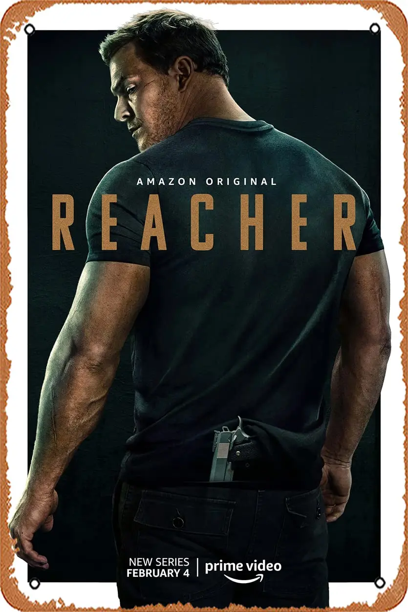 1PCS,Muecddoa Reacher (Alan Ritchson, Jack Reacher) TV Show Poster Tin Sign Film Movie Cinema Theater es - Vintage Metal Tin