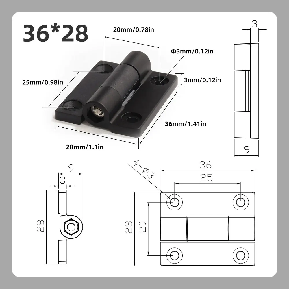 360 Degree Rotation Adjustable Damping Torque Hinge for Furniture Hardware Cabinet Doors Free Stop Positioning Plastic Hinges