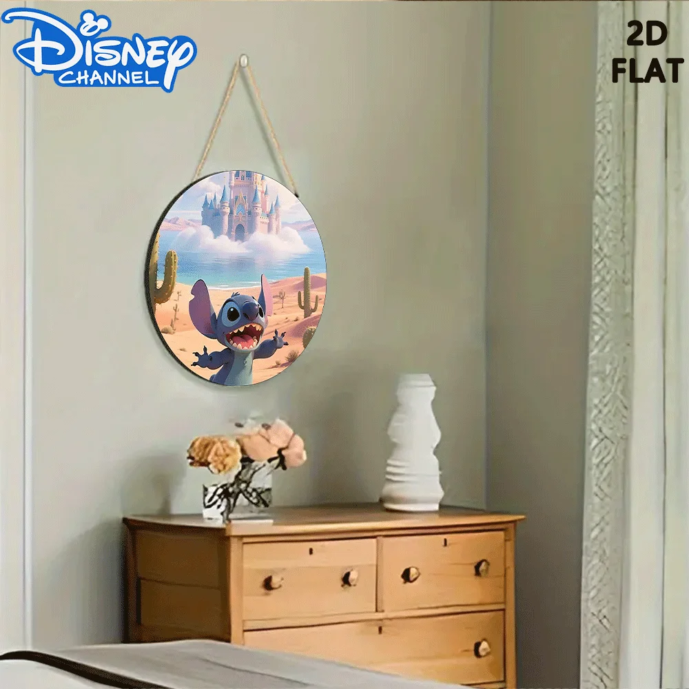 مسطح ثنائي الأبعاد - ديكور منزلي ثنائي الأبعاد قطعة واحدة معلقة على لوحة باب خشبية مستديرة ثنائية الأبعاد - 7.87 × 7.87 بوصة، طراز حديث، استخدام داخلي، مثالي لـ Youn