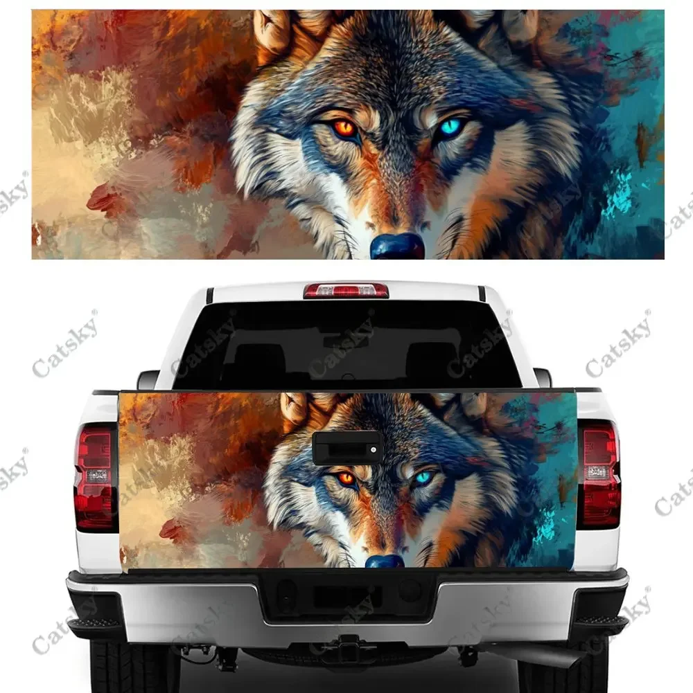 

Hungry Wolf King Animal Car Tail Trunk Protect Vinly Wrap Cover Decal Auto Accessories Hood Decor Sticker for Off-road Pickup
