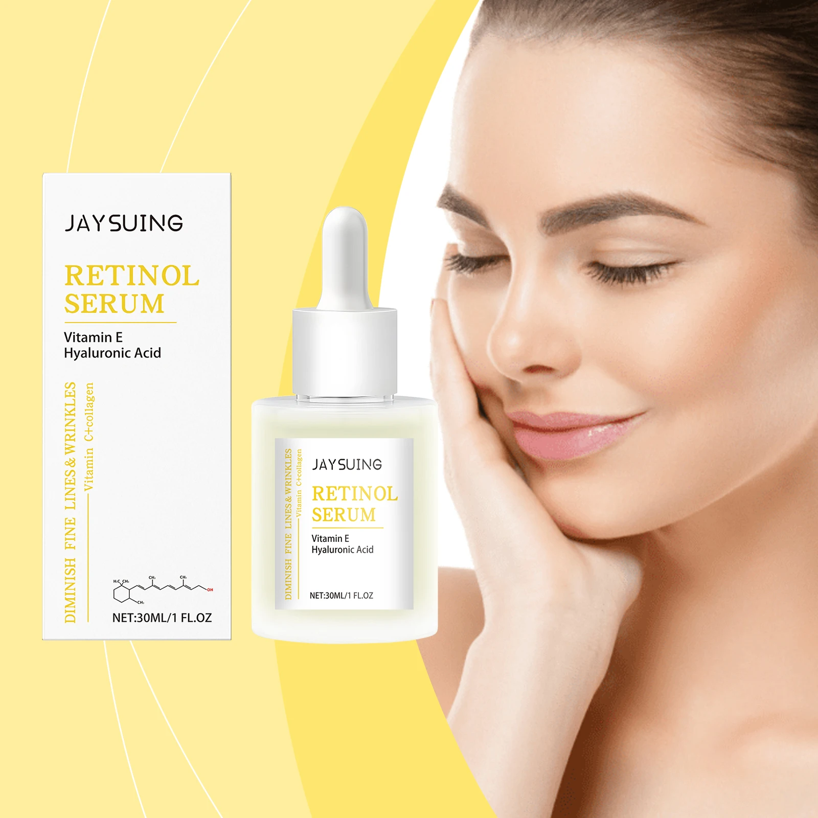 비타민 E와 히알루론산이 함유된 레티놀 세럼 - 주름과 잔주름을 위한 노화 방지 페이스 세럼, 콜라겐 강화