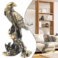 Brass Eagle Statue Vintage Simulated Animal Statue Home Office Desk Decor Ornament Metal Figure Props Toy Gifts 18*16*38mm