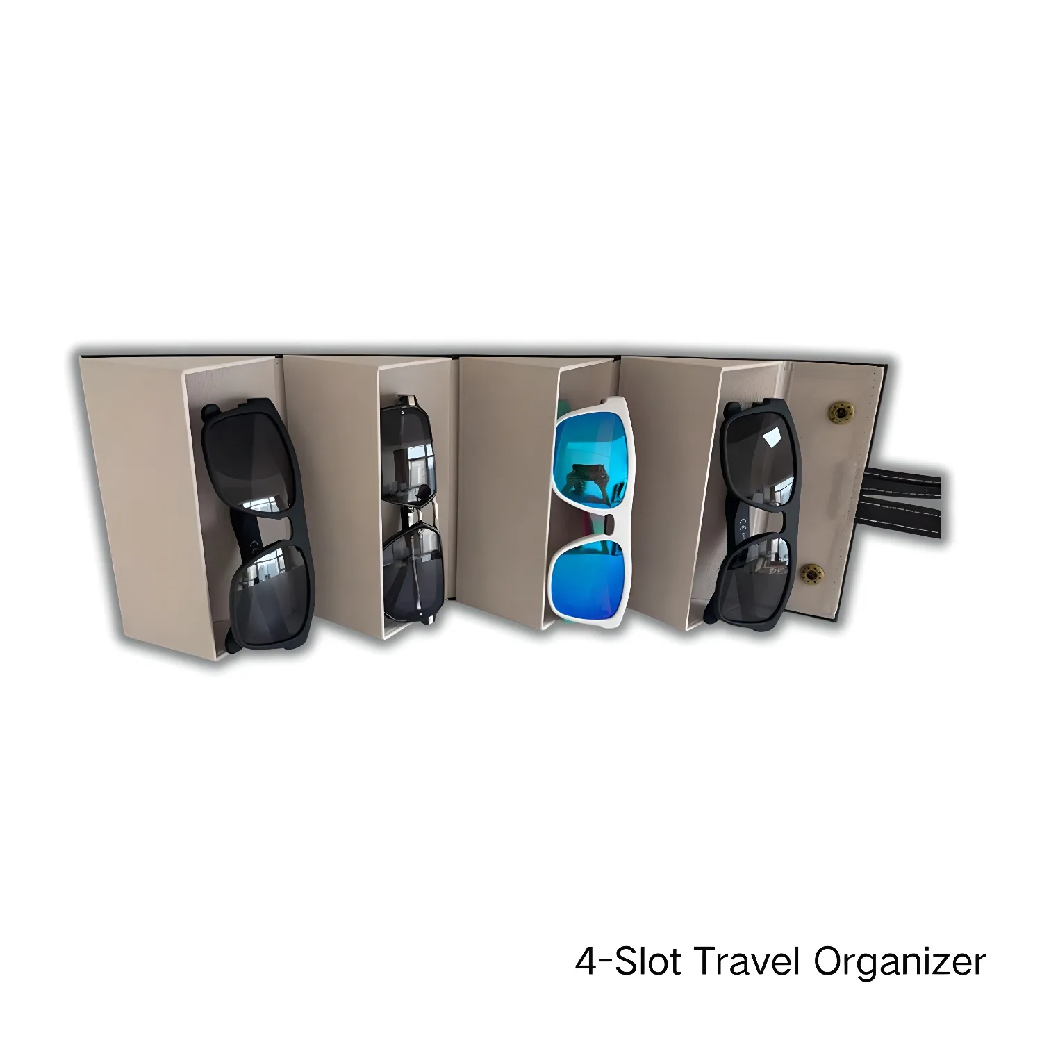 

4/5 Slot Foldable Sunglasses Case Travel Organizer Multi-slot Eyewear Box Hanging Glasses Holder Vegan Leather Storage JY-002
